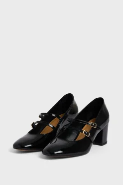 Pablo Babies à double bride en cuir verni - ORIANE Noir New