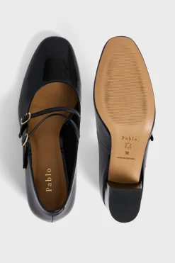 Pablo Babies à double bride en cuir verni - ORIANE Noir New