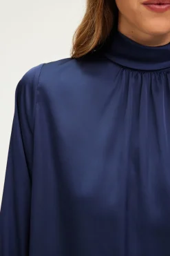 Pablo Blouse en satin à col montant - BERYLL Marine Online