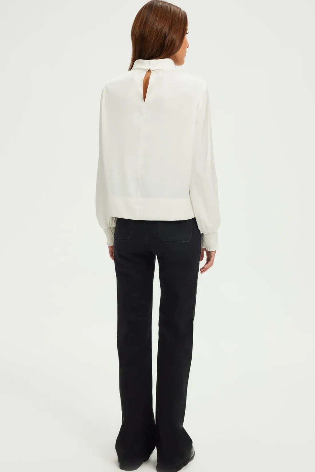 Pablo Blouse en satin écru à col montant - BERYLL Ecru Cheap