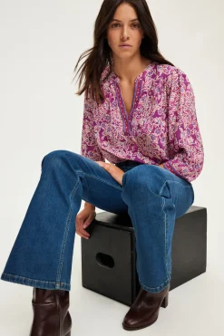 Pablo Blouse fluide imprimée – BERNADINE Fuchsia Discount