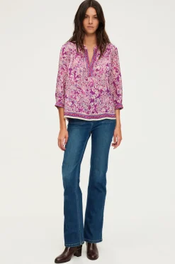 Pablo Blouse fluide imprimée – BERNADINE Fuchsia Discount