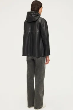 Pablo Blouson en cuir à capuche - JANICE Noir Cheap