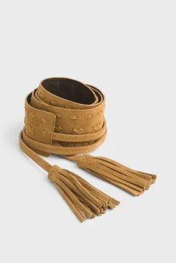Pablo Ceinture corset en velours à nouer avec tressage décoratif - IRINA Camel Best