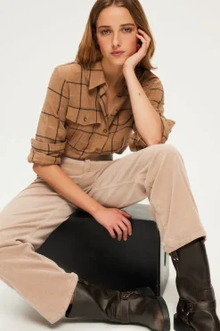 Pablo Chemise à carreaux et lurex - BEGONIE Caramel Online