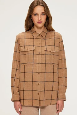Pablo Chemise à carreaux et lurex - BEGONIE Caramel Online