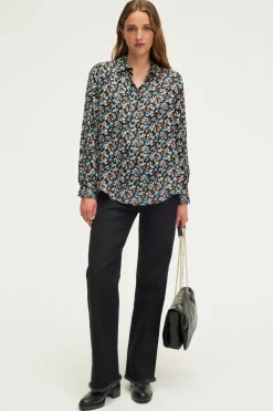 Pablo Chemise à fleurs en satin - BERNICE Noir Fashion