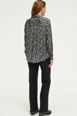 Pablo Chemise à fleurs en satin - BERNICE Noir Fashion