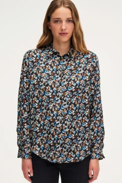 Pablo Chemise à fleurs en satin - BERNICE Noir Fashion