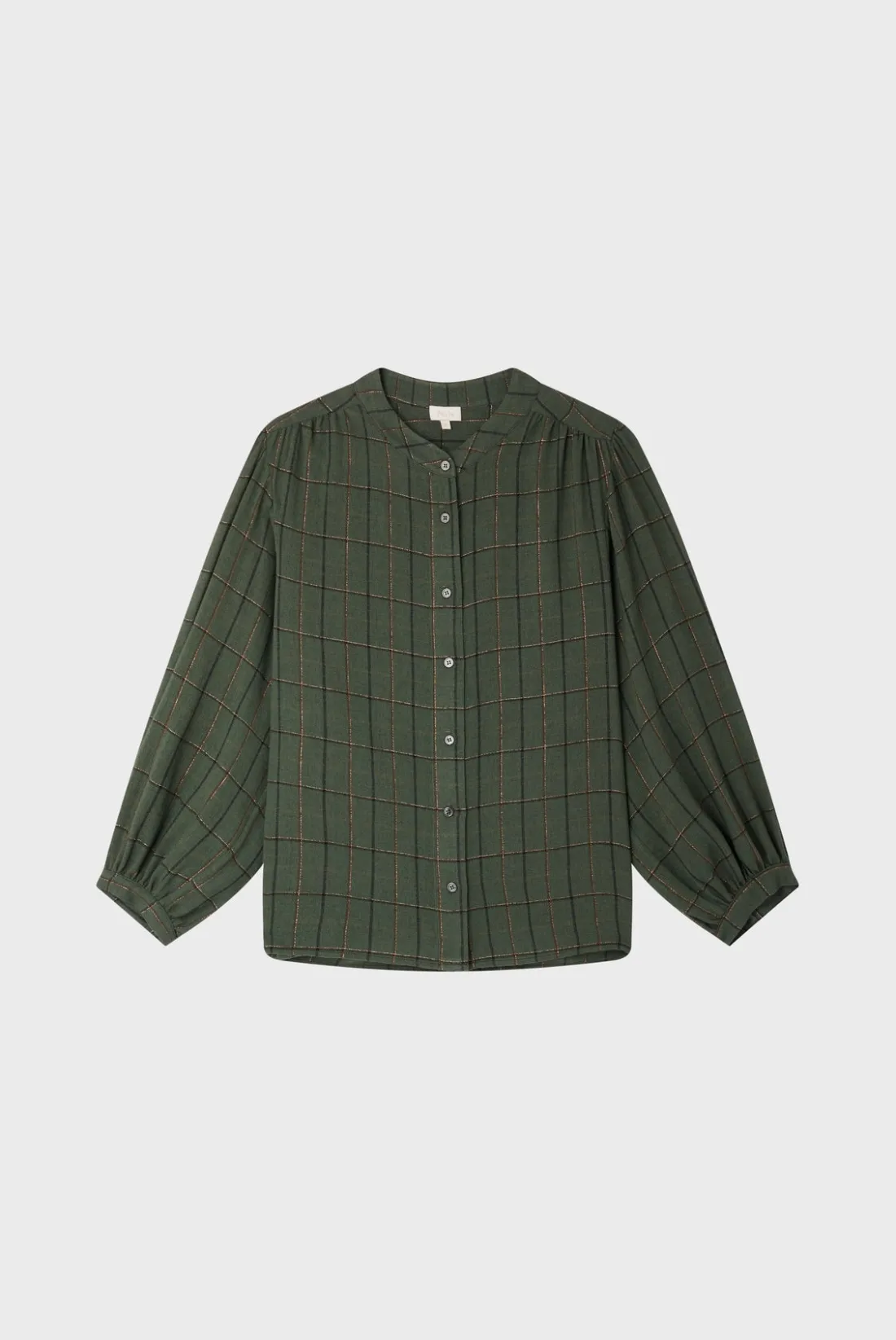 Pablo Chemise col rond à carreaux et lurex - BAHIR VertKaki Sale