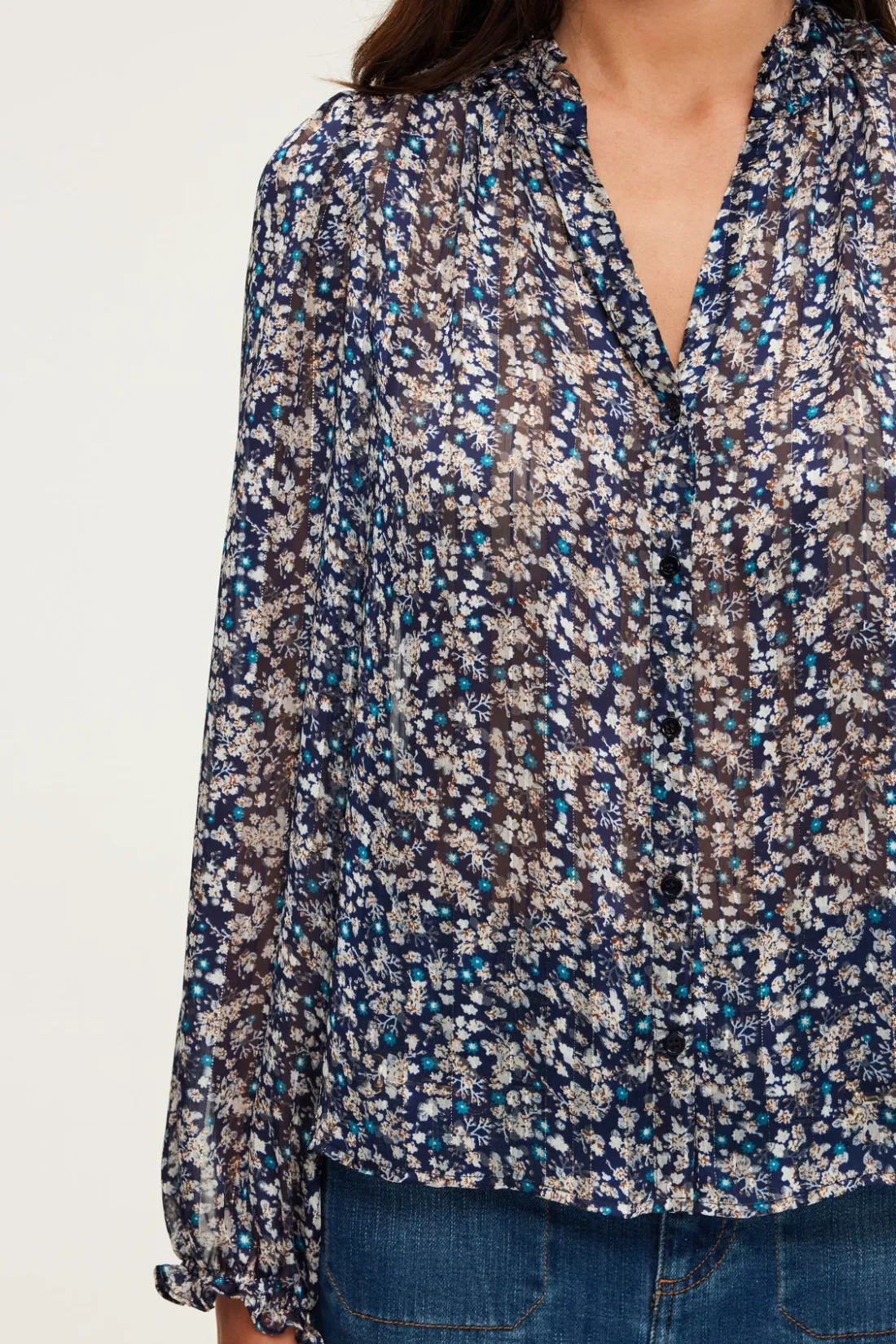 Pablo Chemise en mousseline fleurie - BELODIE Encre Sale