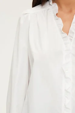 Pablo Chemise en popeline de coton et volants - CALLISTO Blanc Online