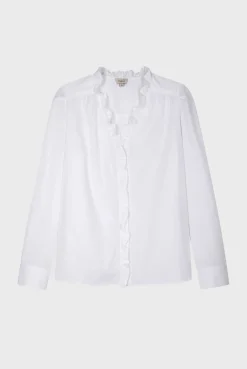 Pablo Chemise en popeline de coton et volants - CALLISTO Blanc Online