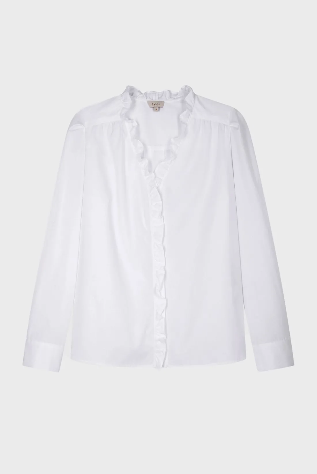 Pablo Chemise en popeline de coton et volants - CALLISTO Blanc Online