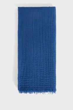 Pablo Echarpe unie froissée en laine - DALVA Indigo Cheap