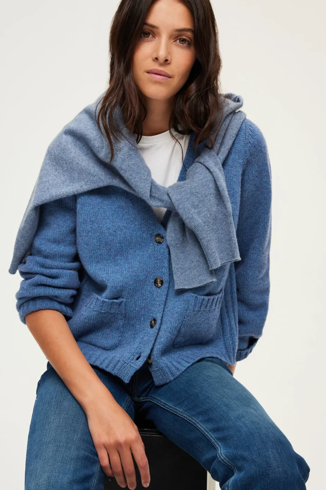 Pablo Gilet bleu chiné à col V - JOZIE Bleuocean Best Sale