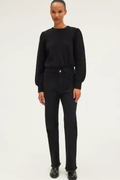 Pablo Jean droit à franges - NOREEN Noir Outlet