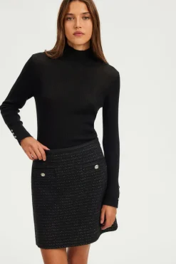 Pablo Jupe courte en tweed et lurex - CAMILLETTE Noir Outlet