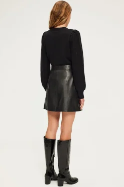 Pablo Jupe courte portefeuille en cuir - CARMINE Noir Outlet