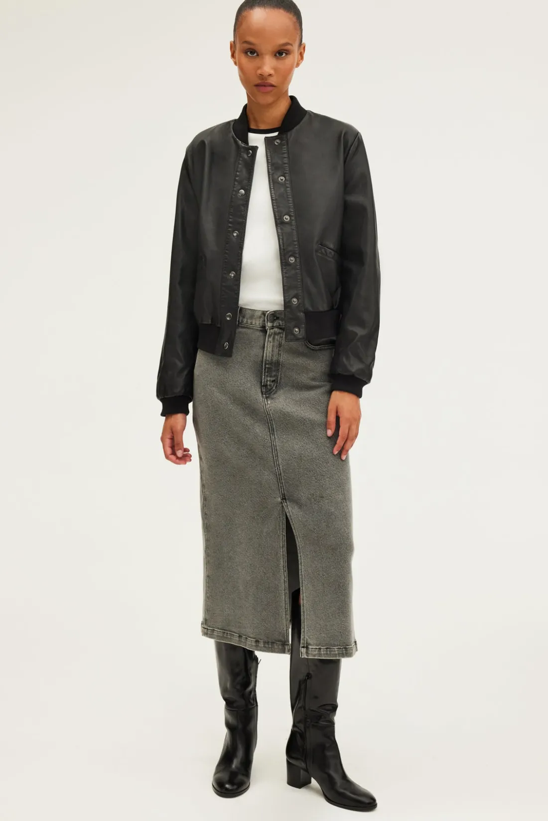 Pablo Jupe midi en denim - CLAUDIA anthracite Cheap