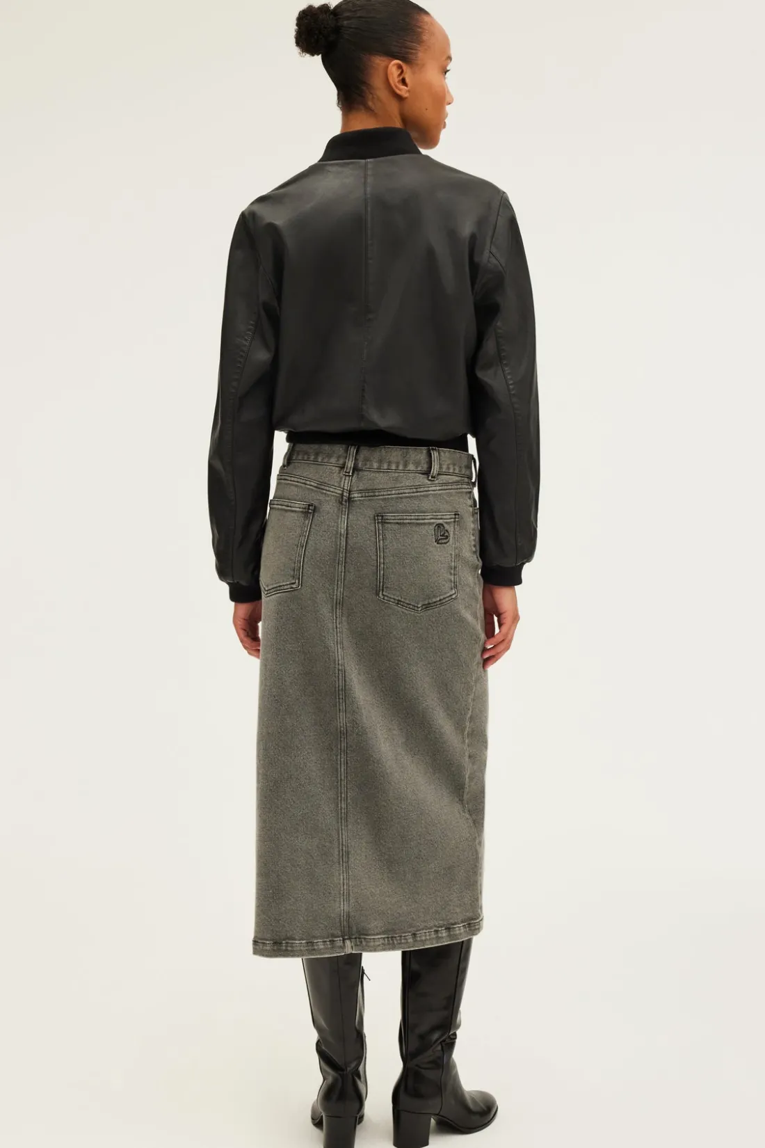 Pablo Jupe midi en denim - CLAUDIA anthracite Cheap