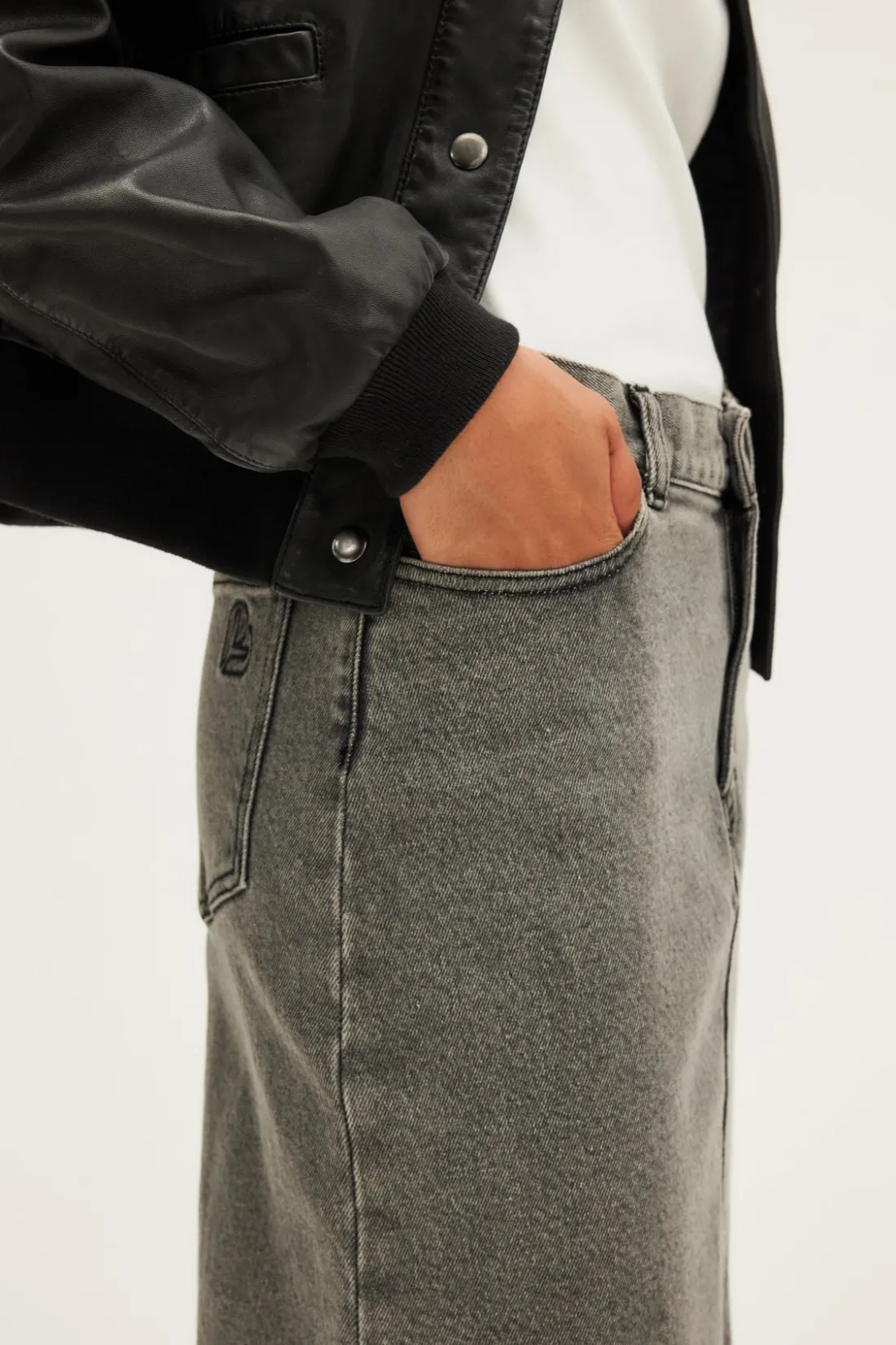 Pablo Jupe midi en denim - CLAUDIA anthracite Cheap