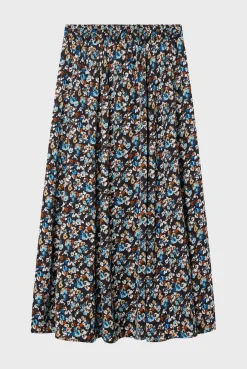 Pablo Jupe midi en satin à fleurs - CERES Noir Best