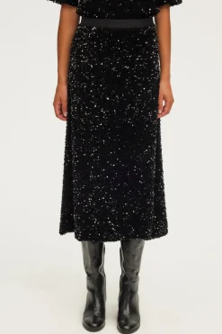 Pablo Jupe mi-longue à sequins s - CLELIE Noir Cheap