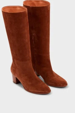 Pablo LIZZIE - Bottes à talon en cuir velours Camel Store