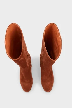 Pablo LIZZIE - Bottes à talon en cuir velours Camel Store