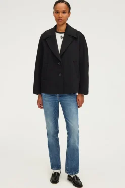 Pablo Manteau court en laine double face - LORLINE Noir Outlet