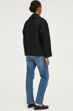 Pablo Manteau court en laine double face - LORLINE Noir Outlet