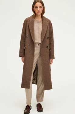 Pablo Manteau long à chevrons - LINE Marron Store