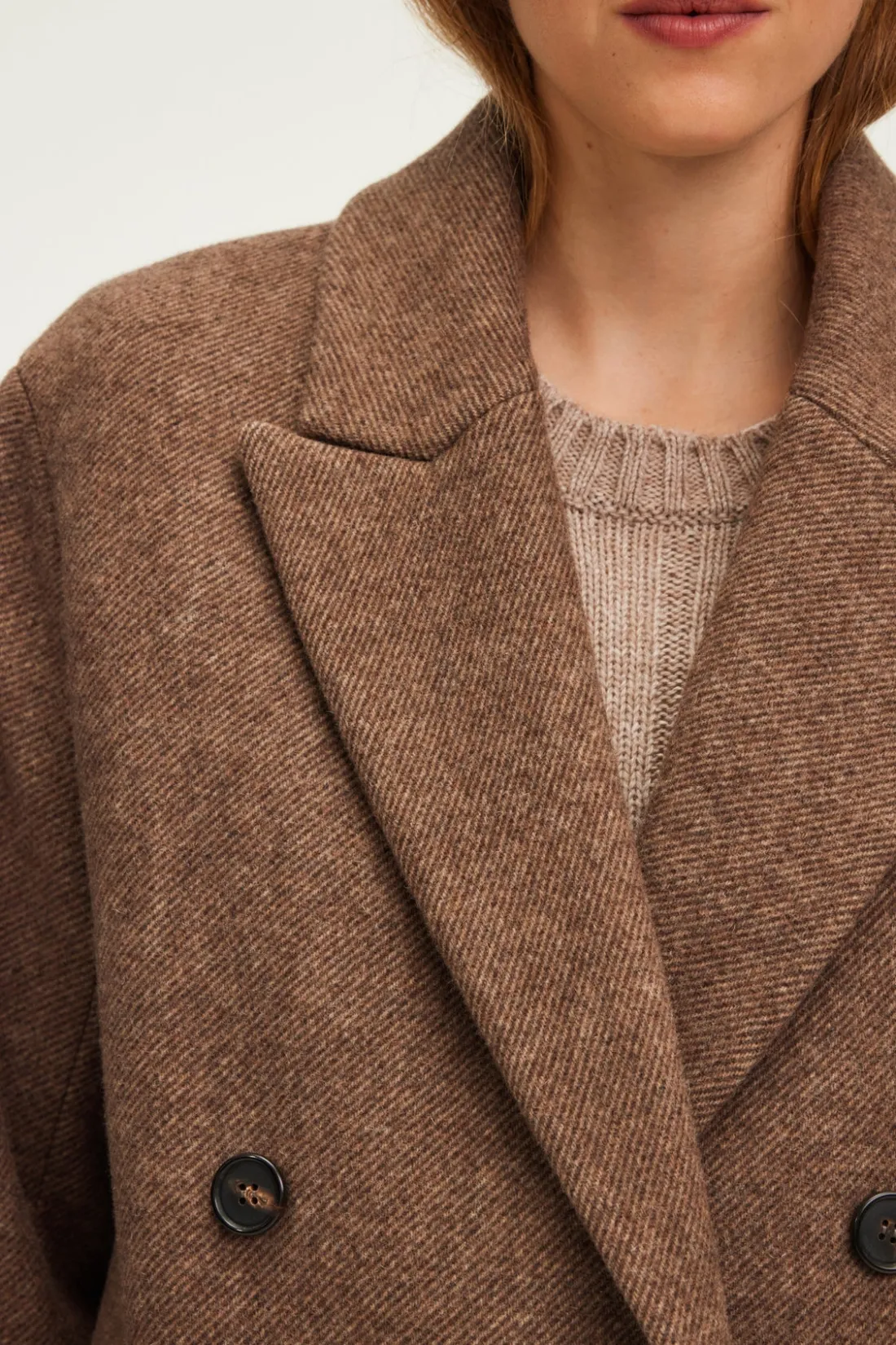 Pablo Manteau long à chevrons - LINE Marron Store