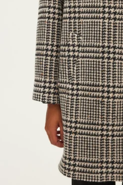 Pablo Manteau mi-long à carreaux - LILOU Noir Clearance