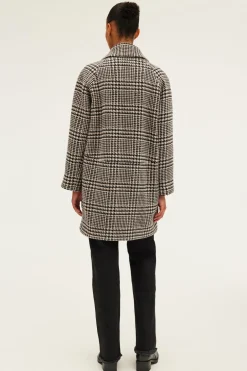 Pablo Manteau mi-long à carreaux - LILOU Noir Clearance