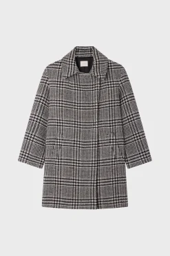 Pablo Manteau mi-long à carreaux - LILOU Noir Clearance