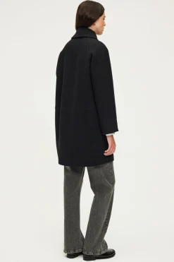 Pablo Manteau mi-long en laine - LYNDSAY Noir Clearance