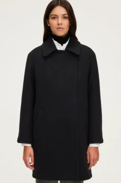 Pablo Manteau mi-long en laine - LYNDSAY Noir Clearance