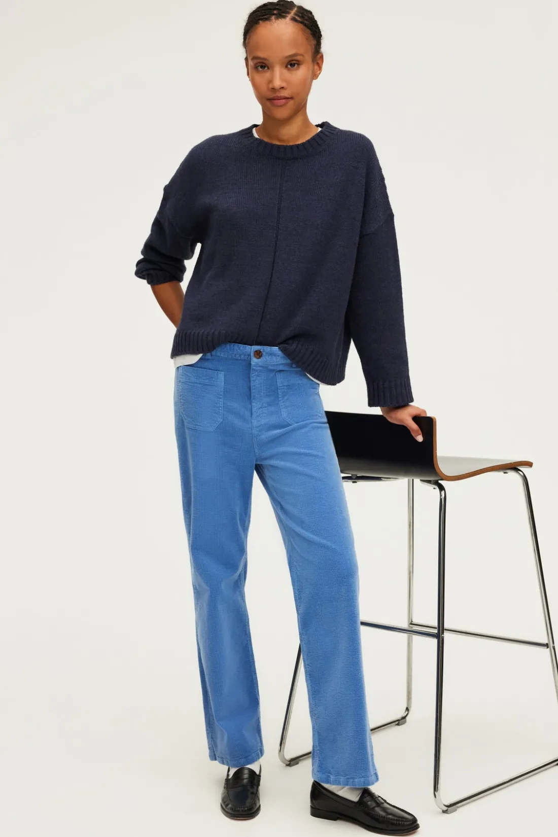 Pablo Pantalon droit en velours ciel - NANETTE Bleuciel Sale