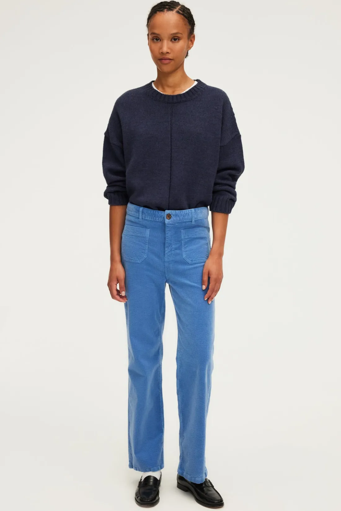 Pablo Pantalon droit en velours ciel - NANETTE Bleuciel Sale