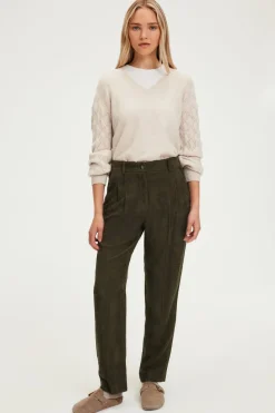 Pablo Pantalon en velours fluide à côtes - NESS VertKaki Online