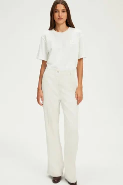 Pablo Pantalon en velours fluide à côtes - NADIA Ecru Cheap