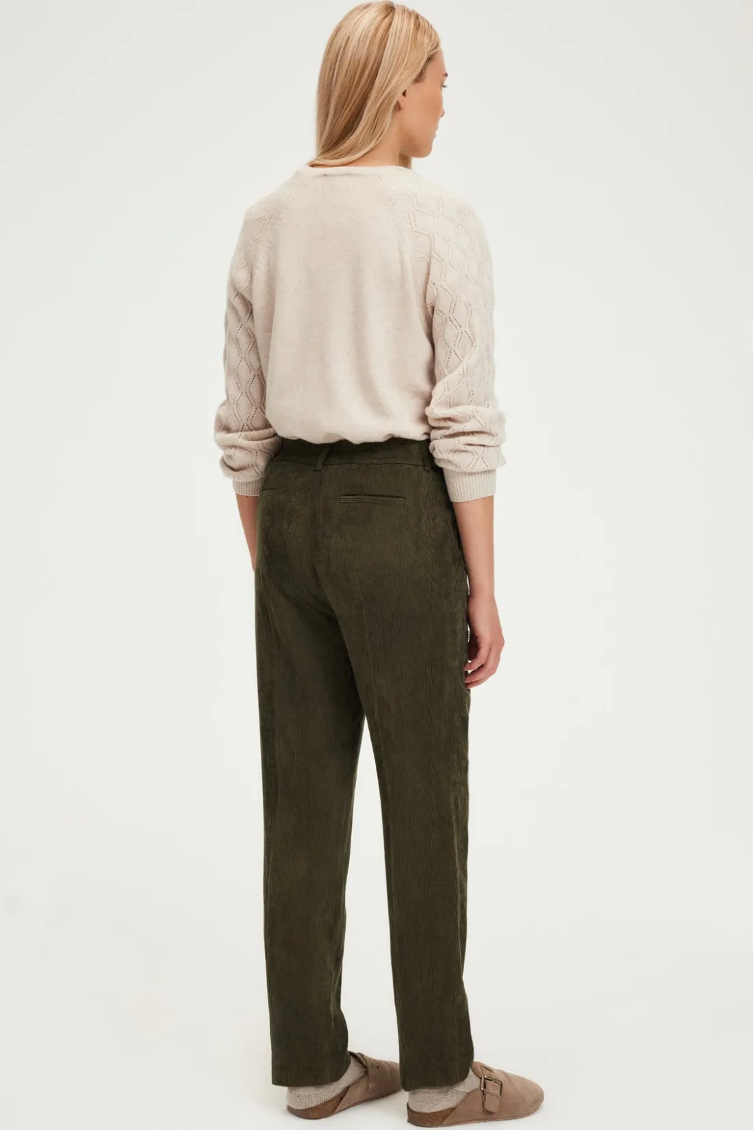 Pablo Pantalon en velours fluide à côtes - NESS VertKaki Online