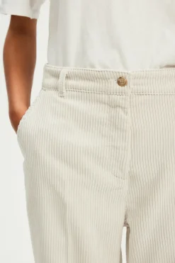 Pablo Pantalon en velours fluide à côtes - NADIA Ecru Cheap