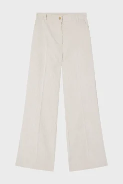 Pablo Pantalon en velours fluide à côtes - NADIA Ecru Cheap