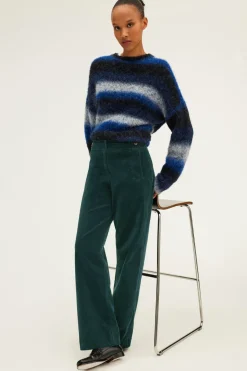 Pablo Pantalon flare en velours à côtes - NUR Vert Cheap