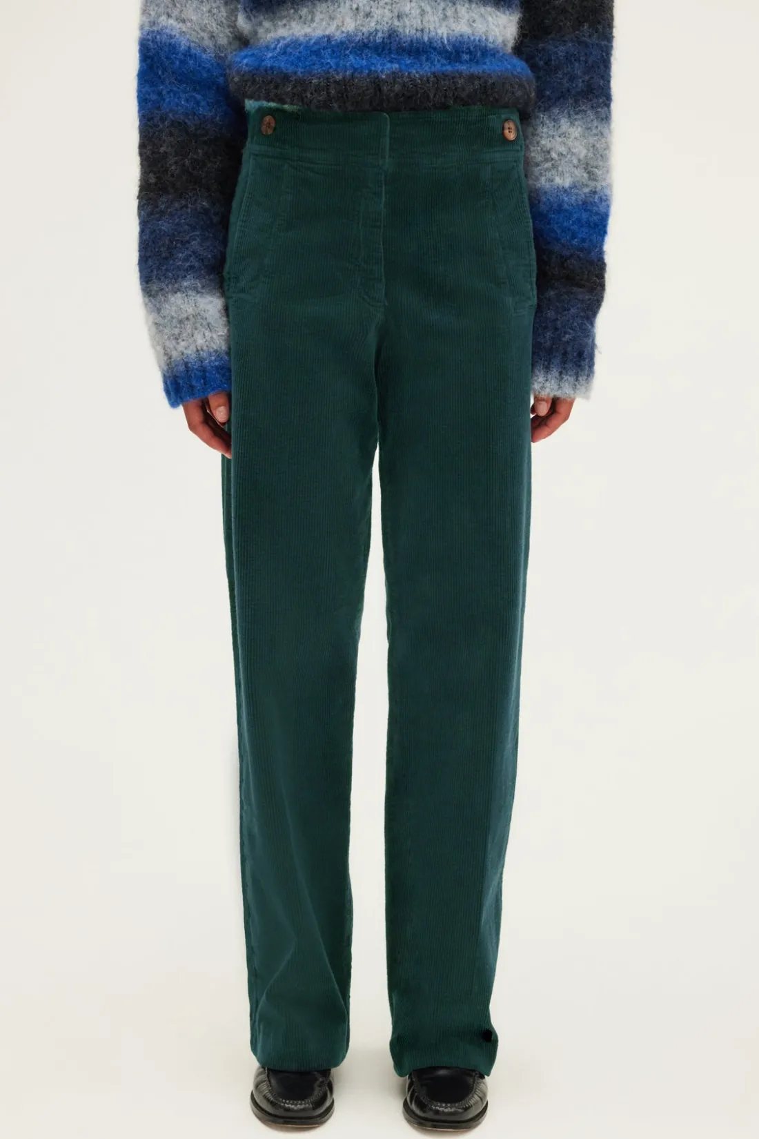 Pablo Pantalon flare en velours à côtes - NUR Vert Cheap