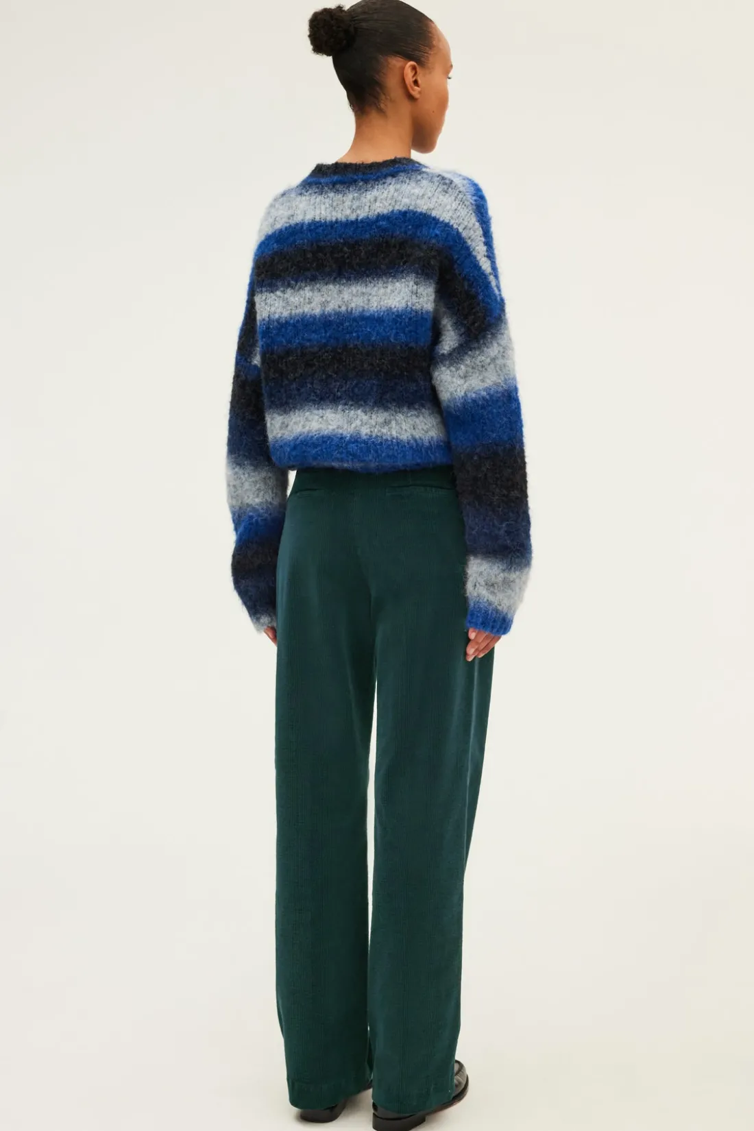 Pablo Pantalon flare en velours à côtes - NUR Vert Cheap