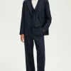 Pablo Pantalon large à fines rayures - NOLENE Marine Discount